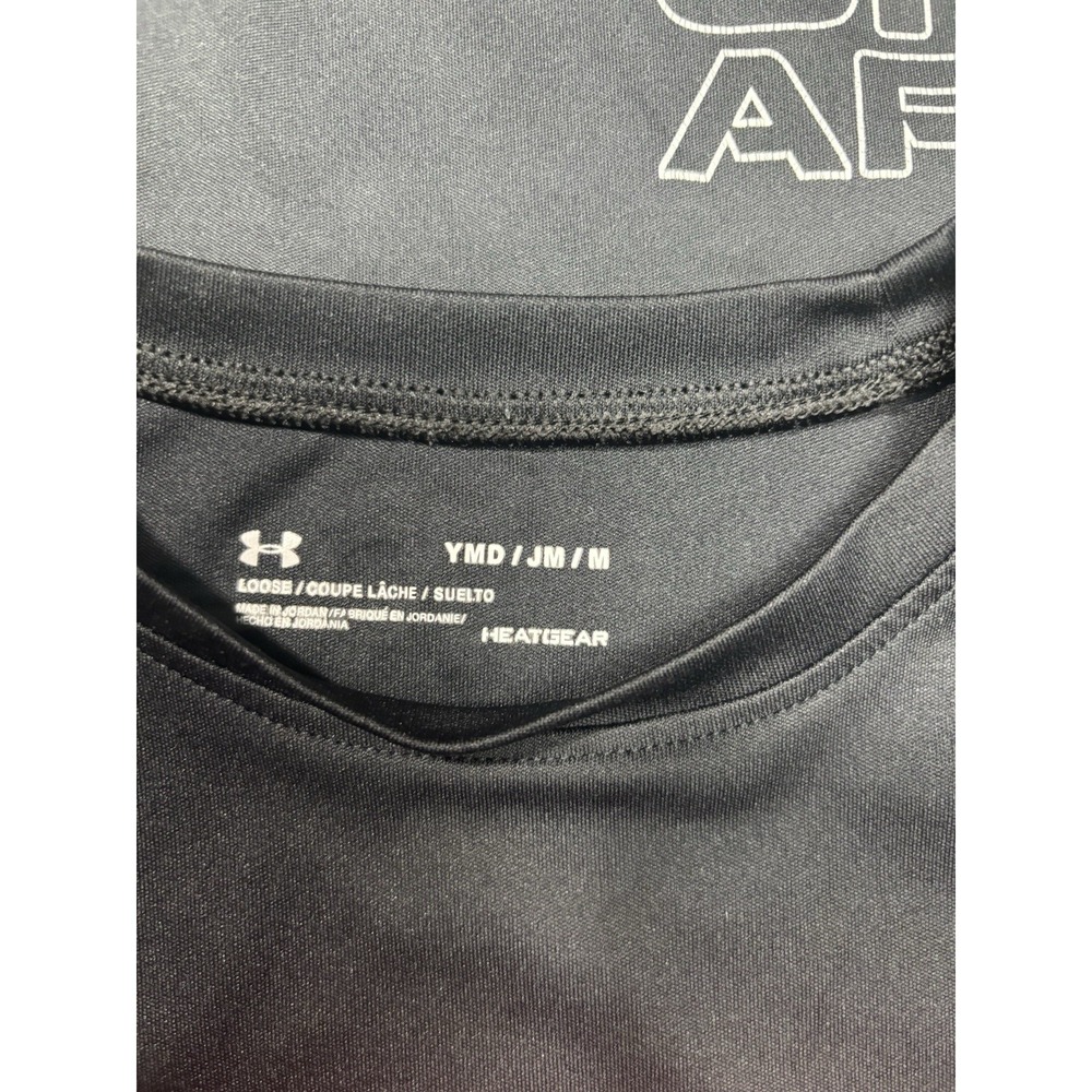 Under Armour Boys Youth Medium HeatGear T-Shirt Lot of 2 Black Athletic - Picture 3 of 3